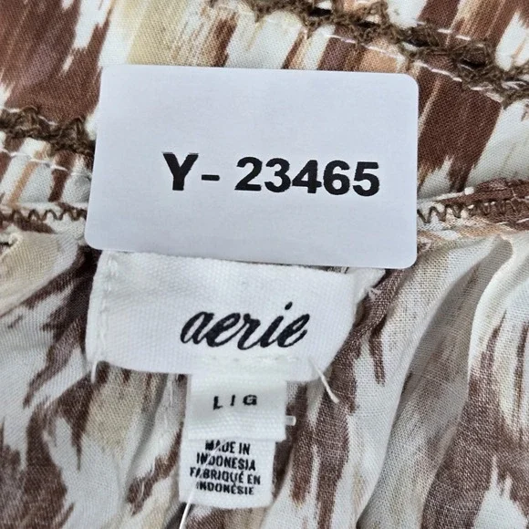 Aerie Women Dress L Brown Geometric Slit Maxi Bohemian Embroidered - Picture 2 of 10